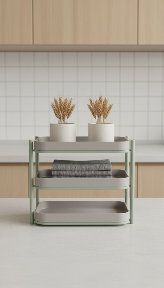Compact Countertop Organizer With Sliding Tray